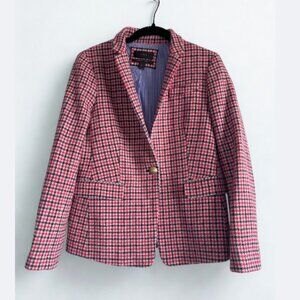 J.Crew Regent Blazer Red Navy Cream Houndstooth Wool Size 8P